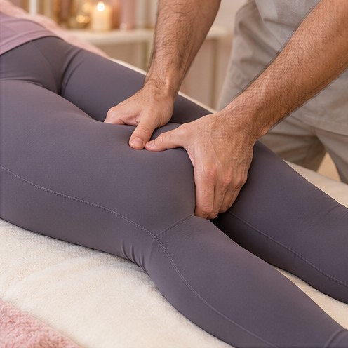 Illustrative focused massage of the thighs